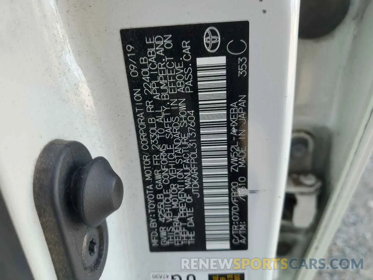 14 Photograph of a damaged car JTDKARFP0L3137604 TOYOTA PRIUS 2020