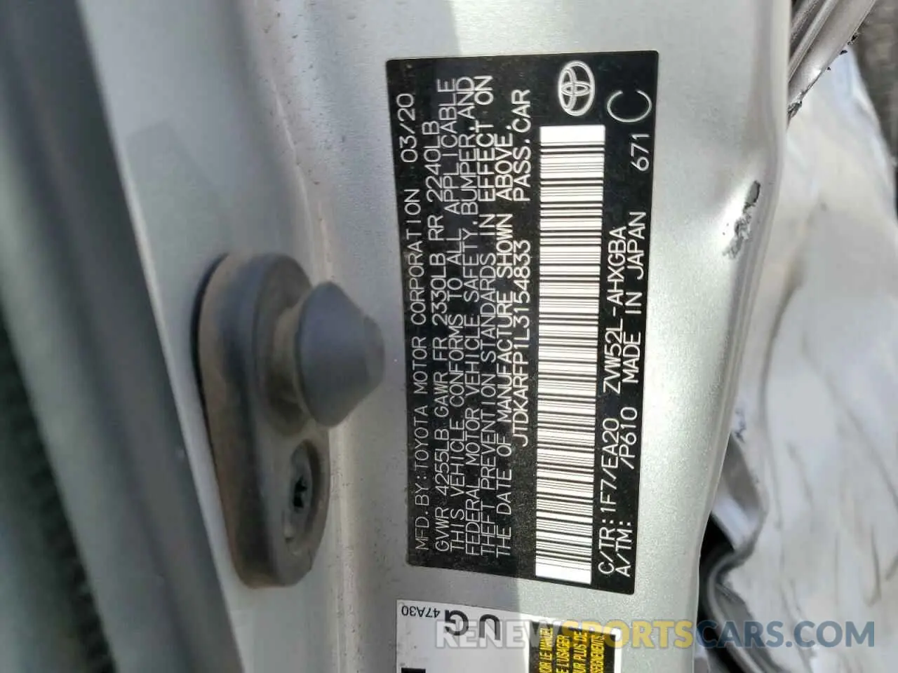 12 Photograph of a damaged car JTDKARFP1L3154833 TOYOTA PRIUS 2020