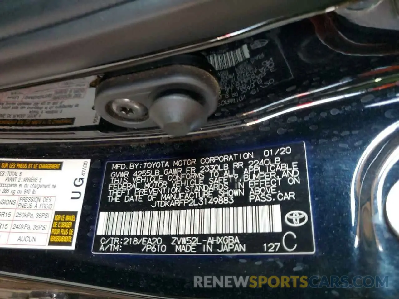 12 Photograph of a damaged car JTDKARFP2L3149883 TOYOTA PRIUS 2020