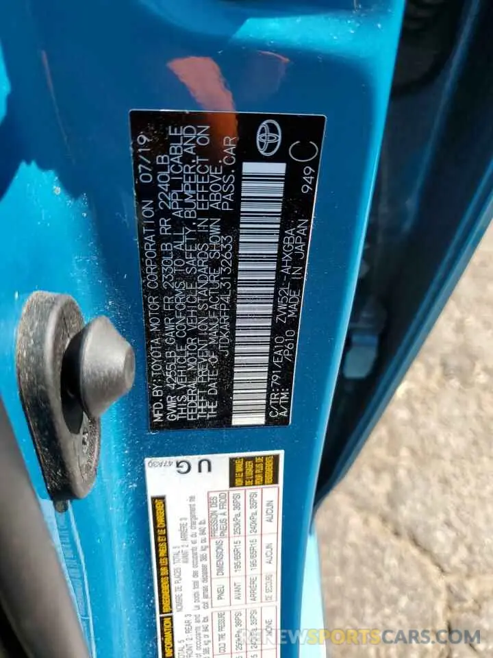 13 Photograph of a damaged car JTDKARFP4L3132633 TOYOTA PRIUS 2020