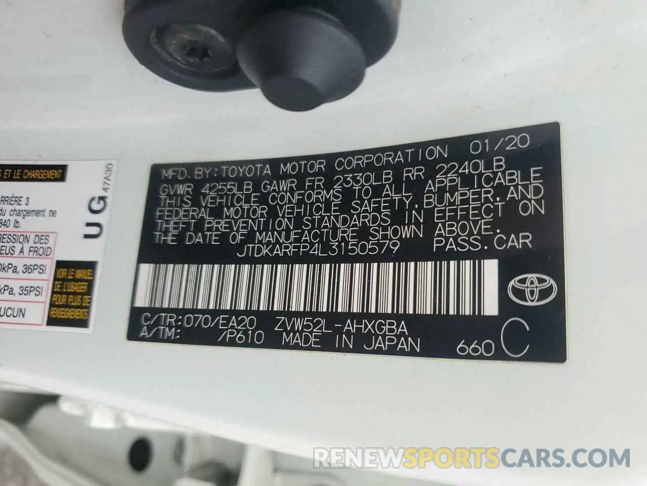 13 Photograph of a damaged car JTDKARFP4L3150579 TOYOTA PRIUS 2020