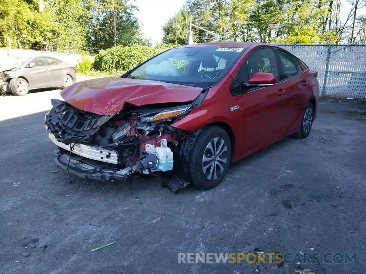 2 Photograph of a damaged car JTDKARFP6L3131791 TOYOTA PRIUS 2020