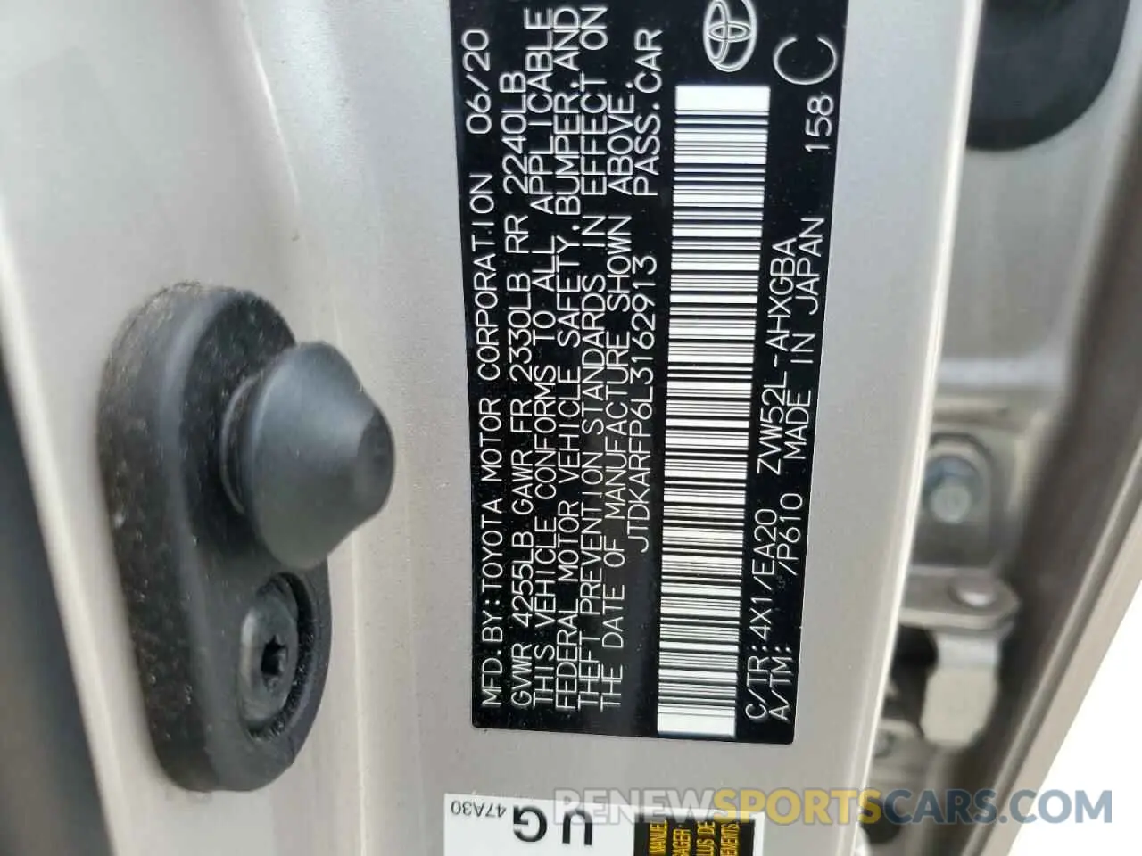 13 Photograph of a damaged car JTDKARFP6L3162913 TOYOTA PRIUS 2020