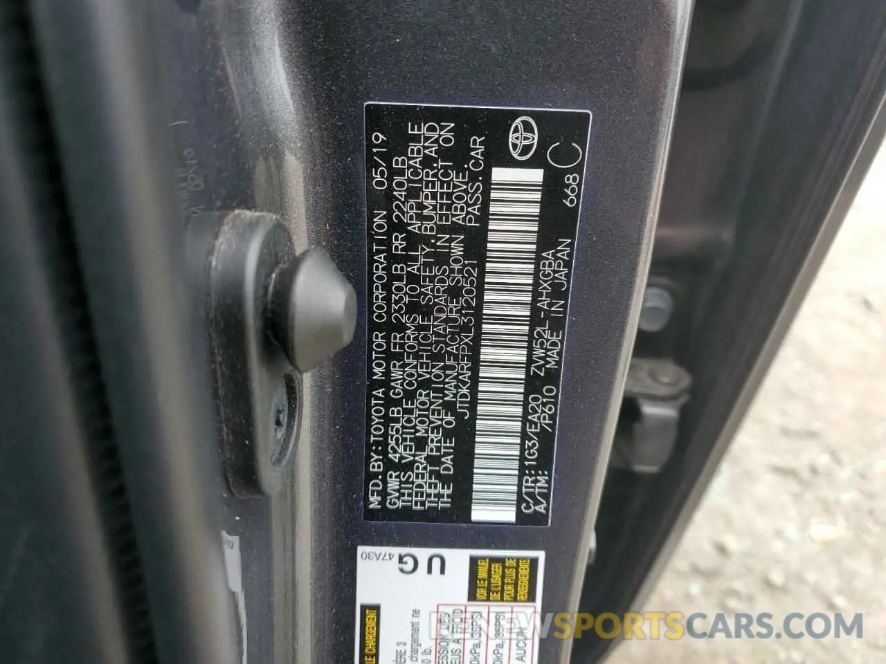 14 Photograph of a damaged car JTDKARFPXL3120521 TOYOTA PRIUS 2020