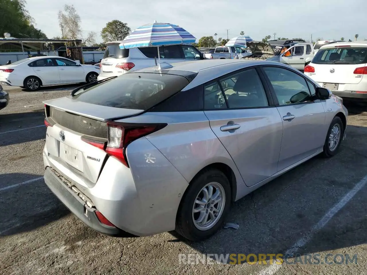3 Photograph of a damaged car JTDKARFU0L3109887 TOYOTA PRIUS 2020