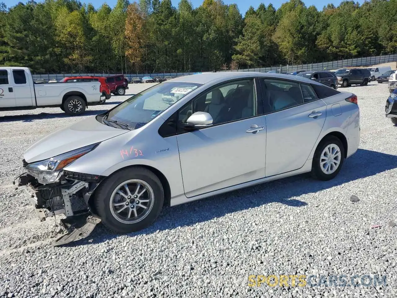 1 Photograph of a damaged car JTDKARFU0L3122302 TOYOTA PRIUS 2020