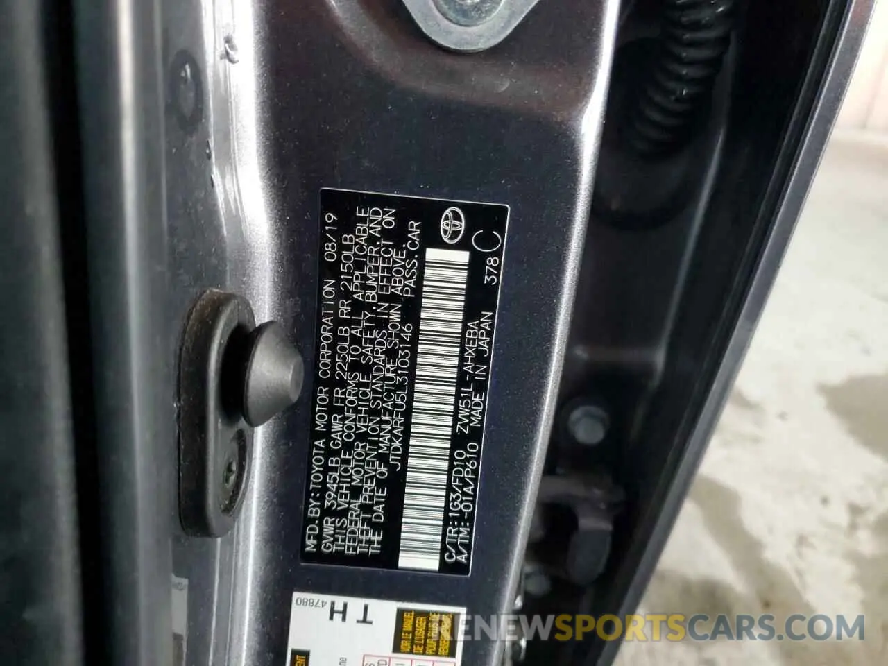 12 Photograph of a damaged car JTDKARFU5L3103146 TOYOTA PRIUS 2020