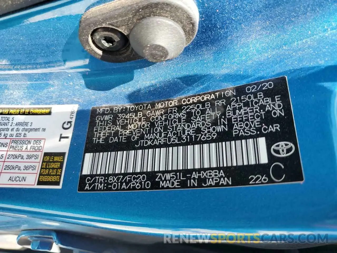 12 Photograph of a damaged car JTDKARFU5L3117659 TOYOTA PRIUS 2020