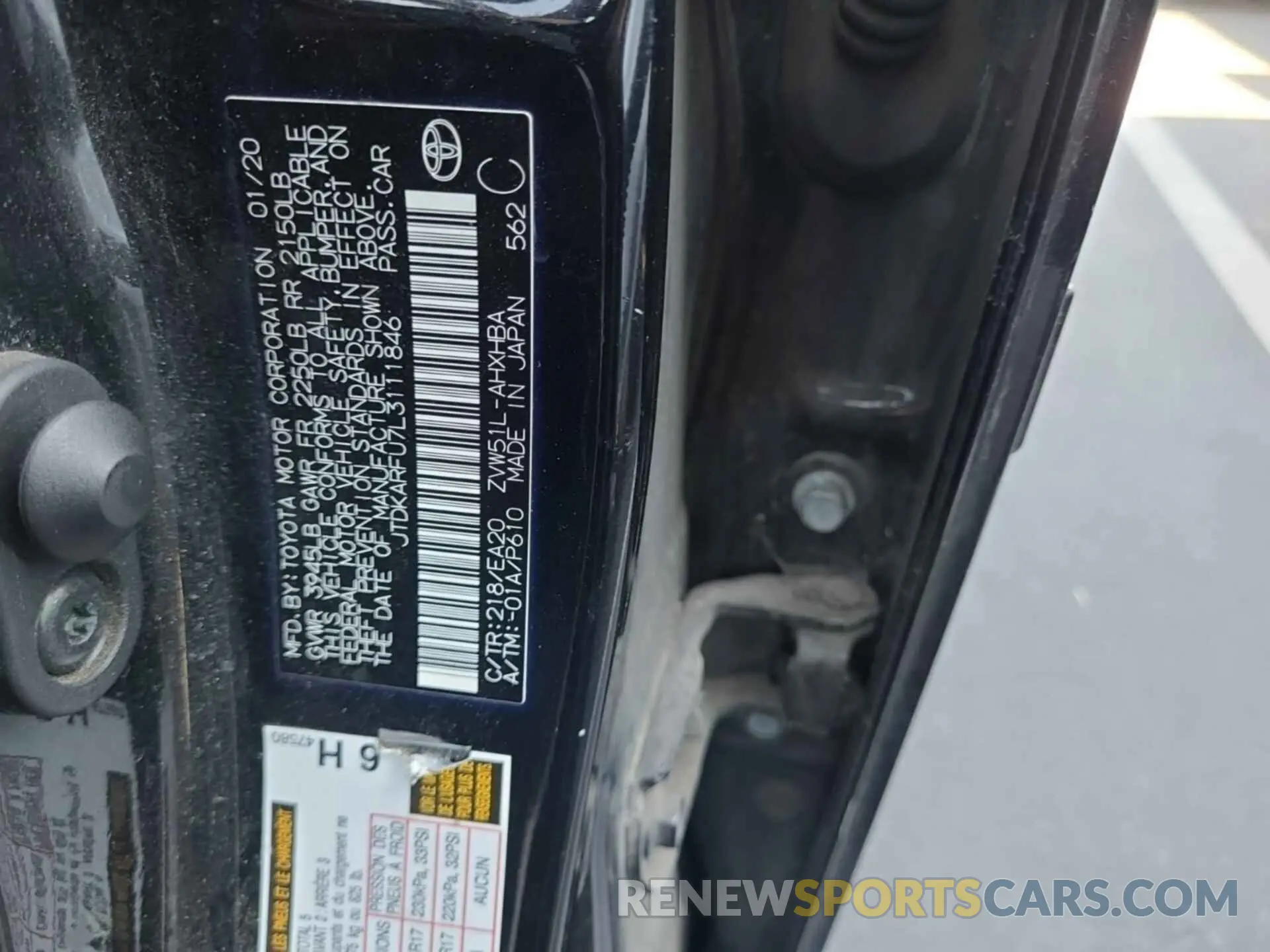 49 Photograph of a damaged car JTDKARFU7L3111846 TOYOTA PRIUS 2020