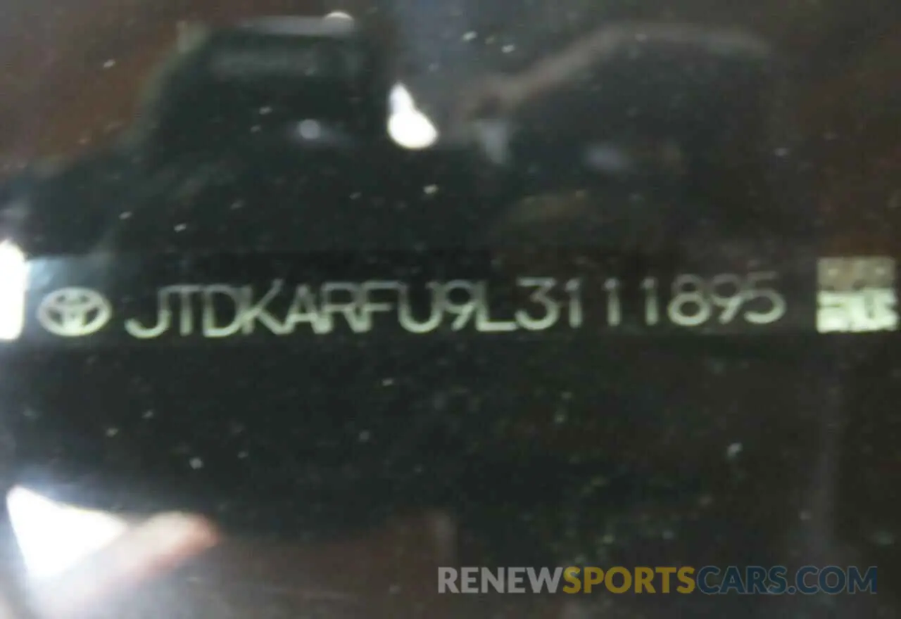 10 Photograph of a damaged car JTDKARFU9L3111895 TOYOTA PRIUS 2020