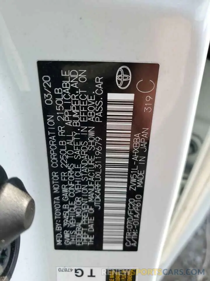 14 Photograph of a damaged car JTDKARFUXL3119679 TOYOTA PRIUS 2020
