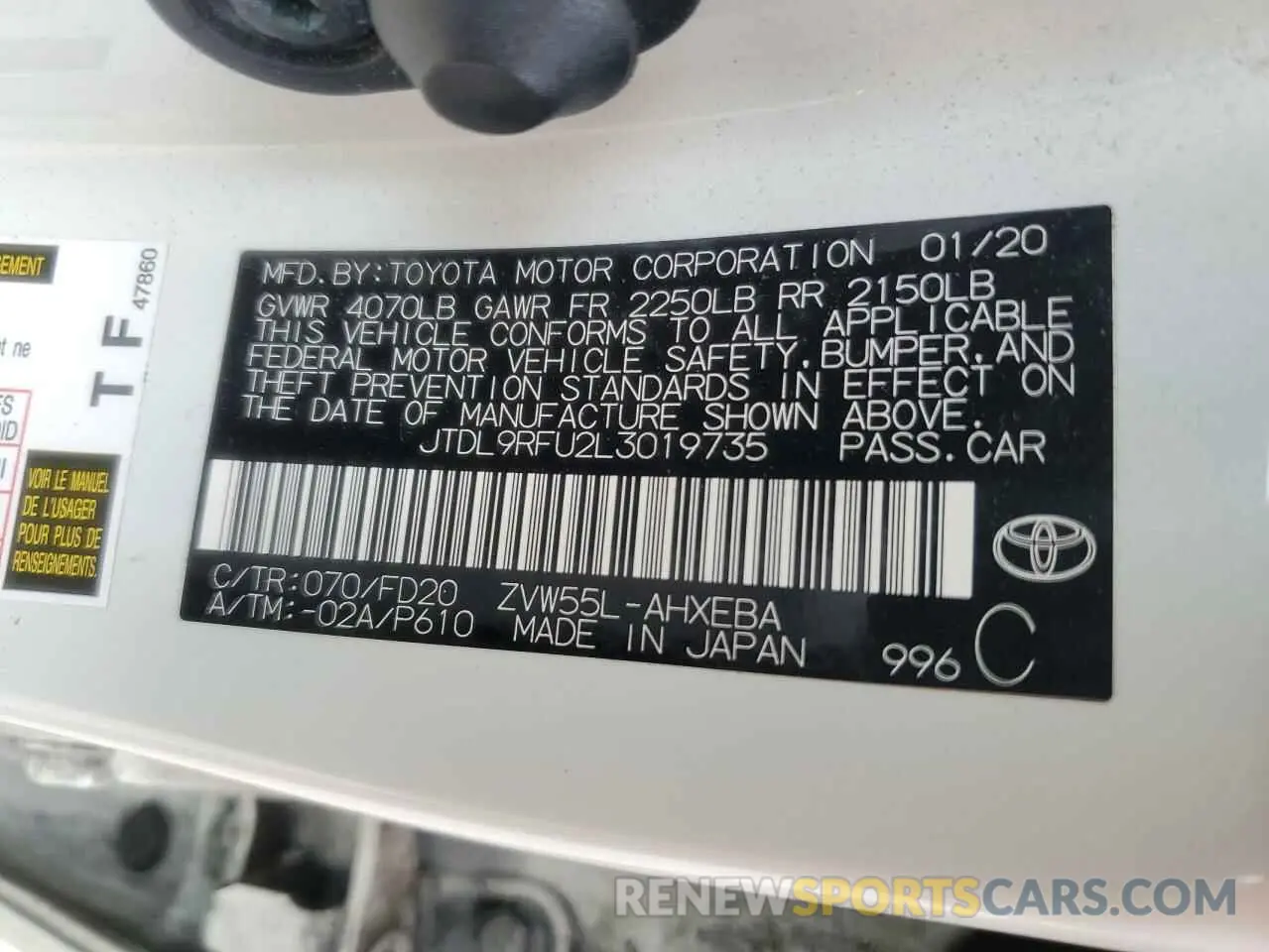 12 Photograph of a damaged car JTDL9RFU2L3019735 TOYOTA PRIUS 2020
