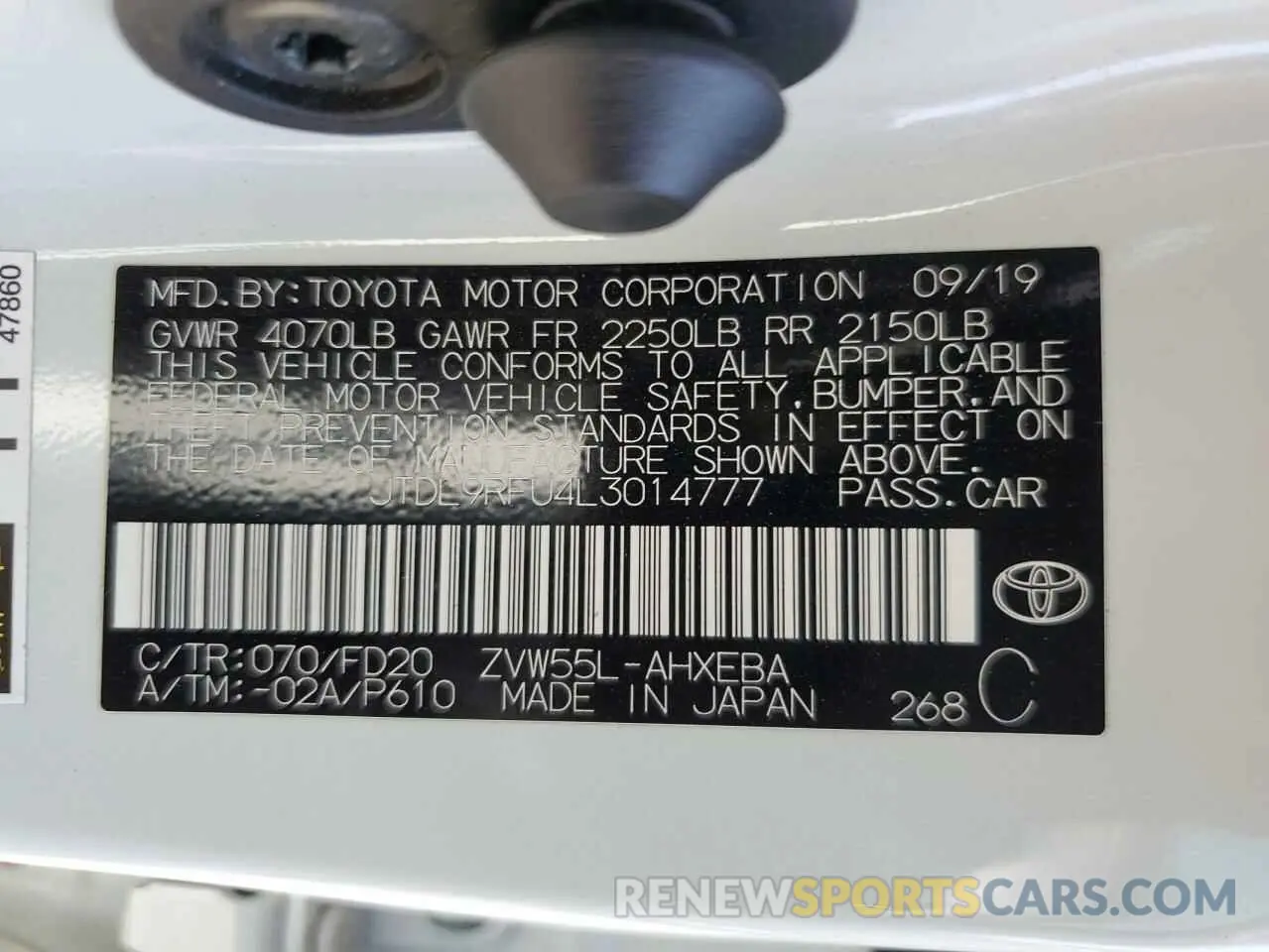 12 Photograph of a damaged car JTDL9RFU4L3014777 TOYOTA PRIUS 2020