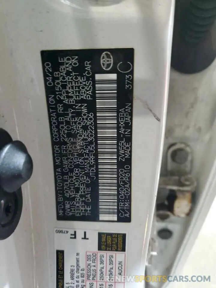 13 Photograph of a damaged car JTDL9RFU5L3022306 TOYOTA PRIUS 2020