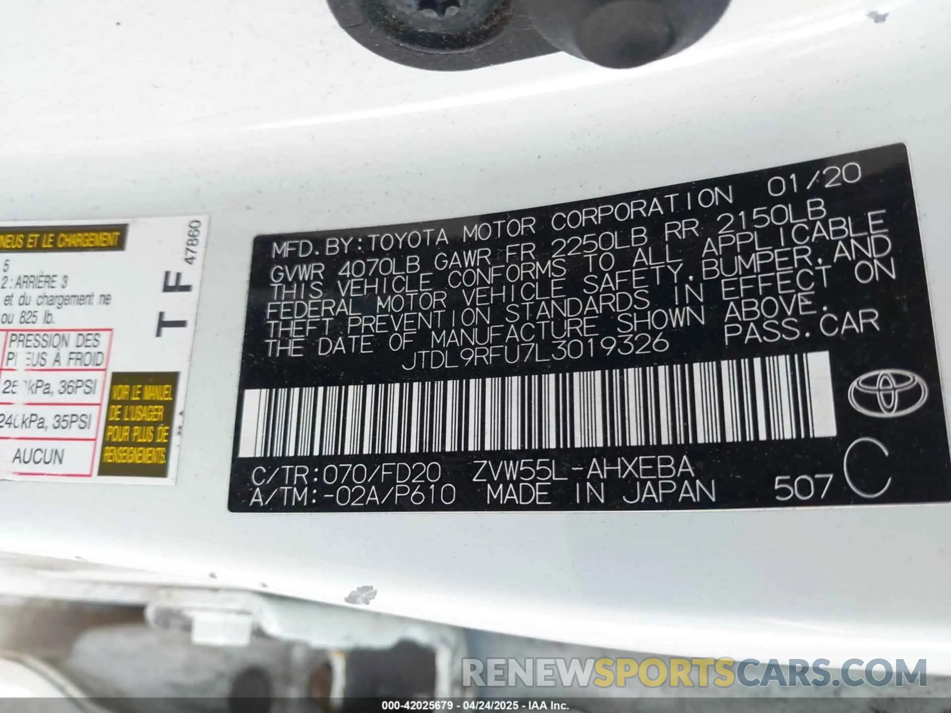 9 Photograph of a damaged car JTDL9RFU7L3019326 TOYOTA PRIUS 2020