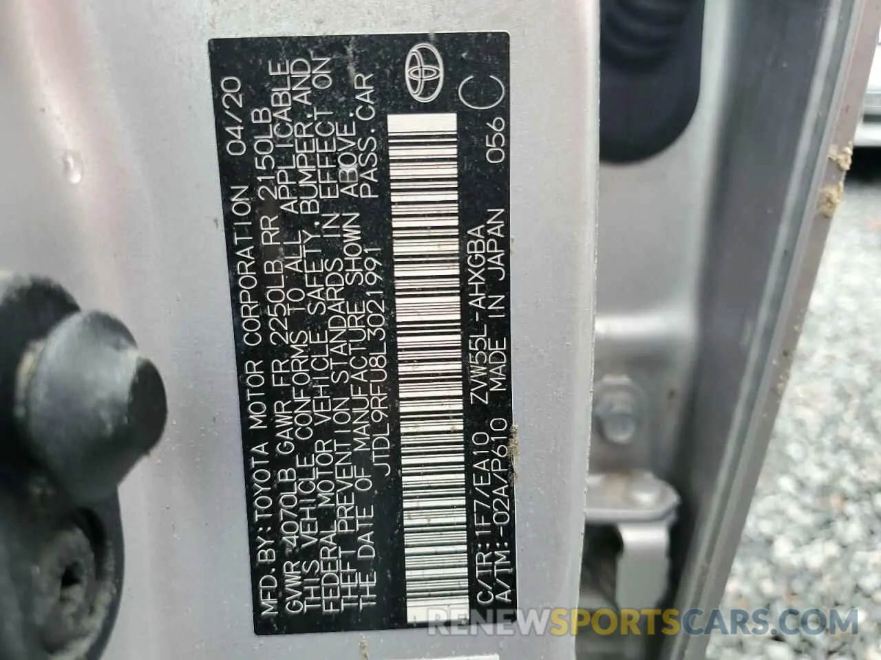 13 Photograph of a damaged car JTDL9RFU8L3021991 TOYOTA PRIUS 2020