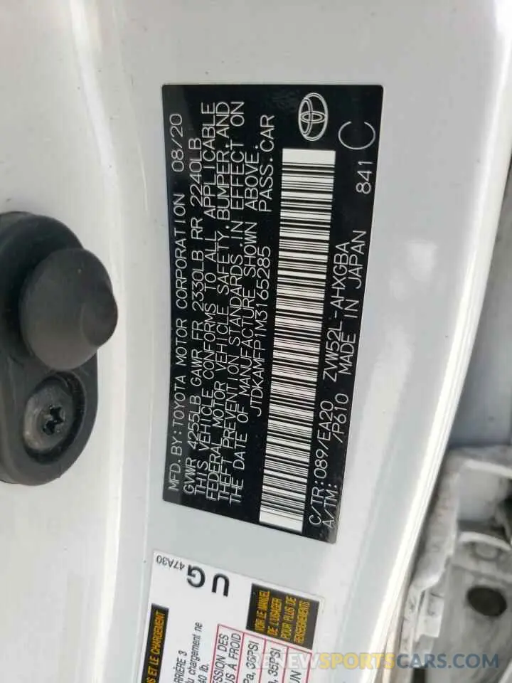 14 Photograph of a damaged car JTDKAMFP1M3165285 TOYOTA PRIUS 2021