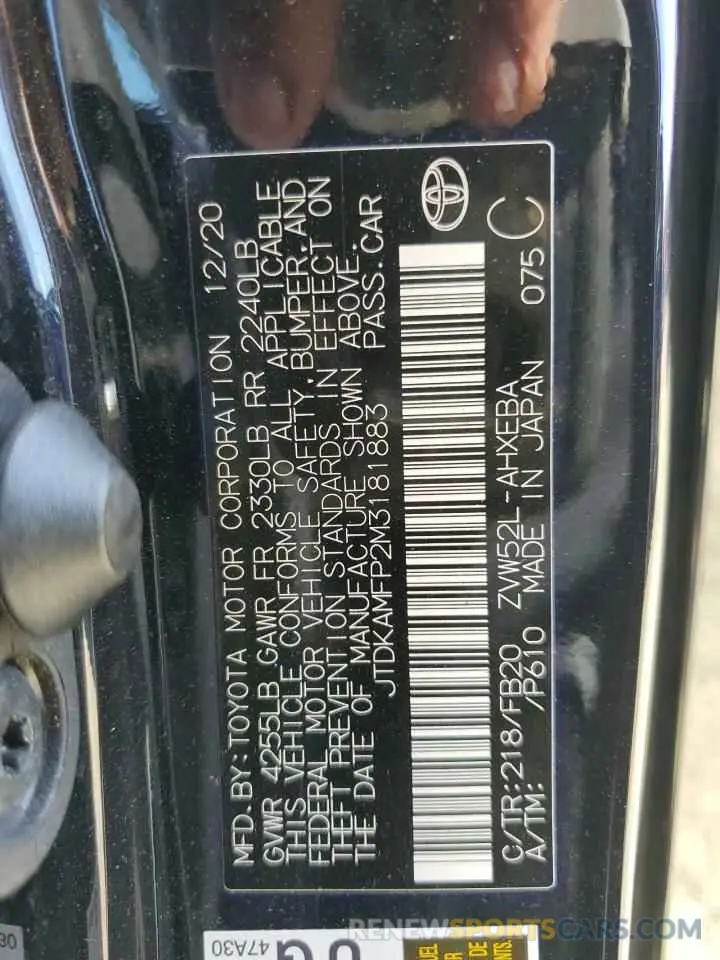 12 Photograph of a damaged car JTDKAMFP2M3181883 TOYOTA PRIUS 2021