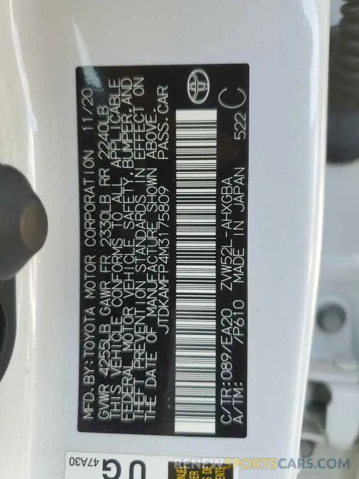 13 Photograph of a damaged car JTDKAMFP4M3175809 TOYOTA PRIUS 2021