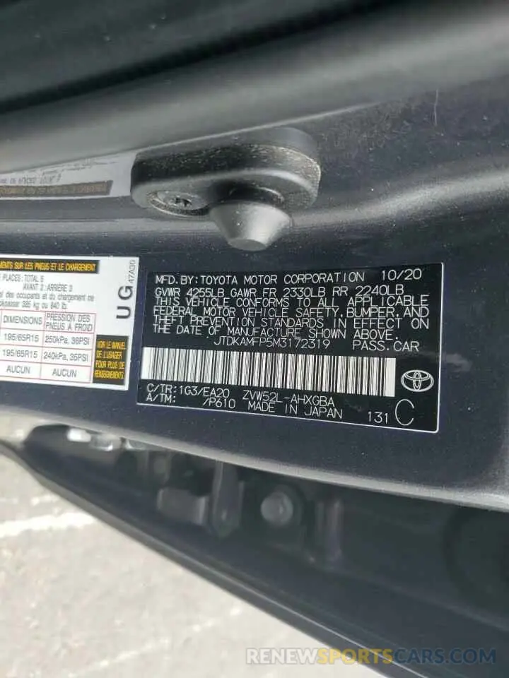 13 Photograph of a damaged car JTDKAMFP5M3172319 TOYOTA PRIUS 2021