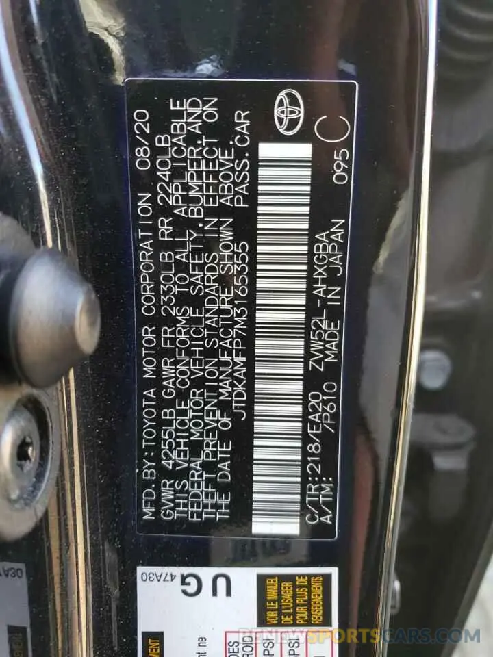 13 Photograph of a damaged car JTDKAMFP7M3165355 TOYOTA PRIUS 2021