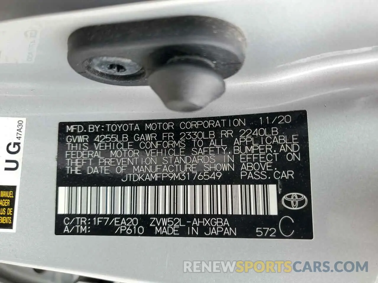 12 Photograph of a damaged car JTDKAMFP9M3176549 TOYOTA PRIUS 2021