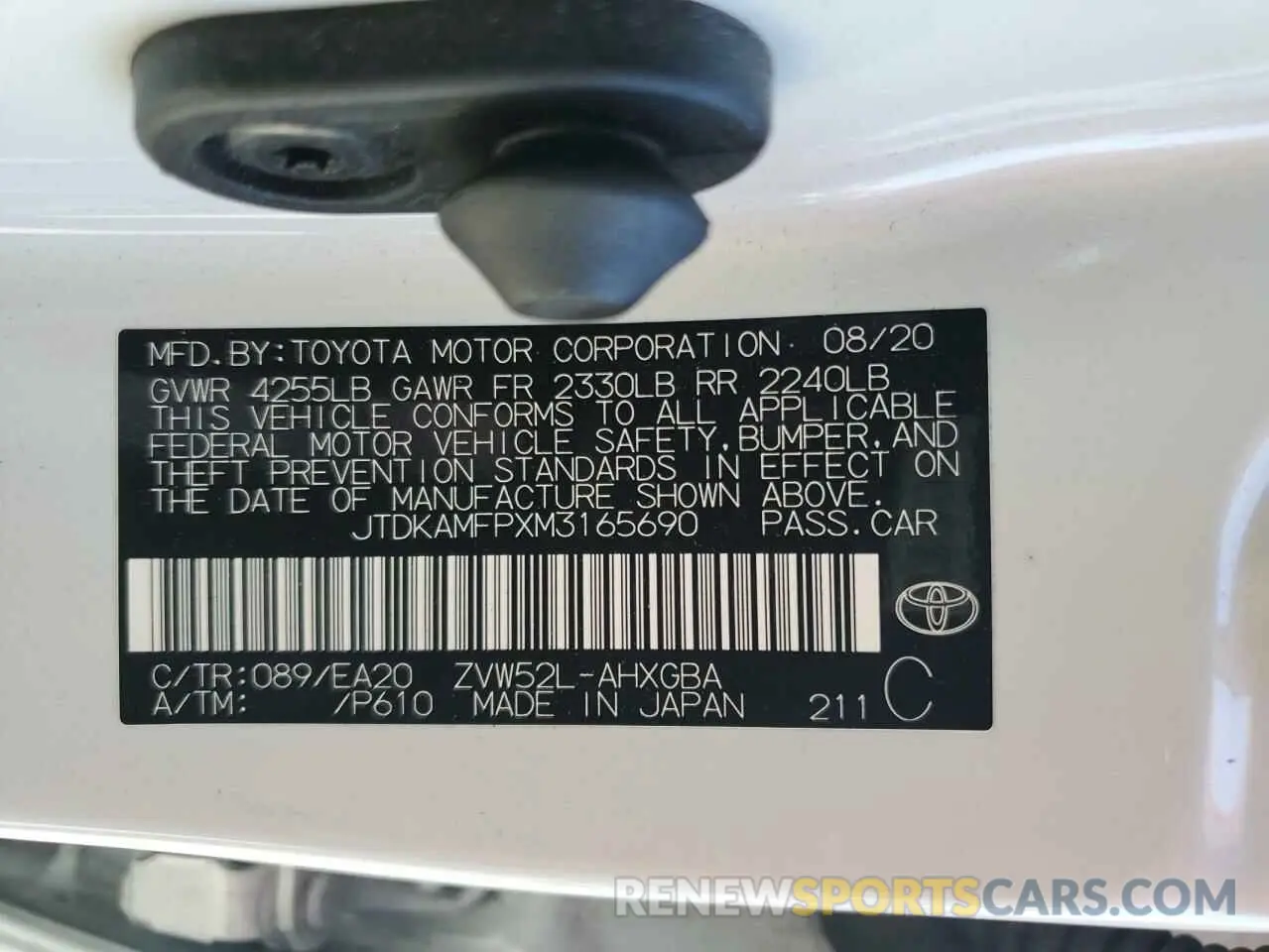 12 Photograph of a damaged car JTDKAMFPXM3165690 TOYOTA PRIUS 2021