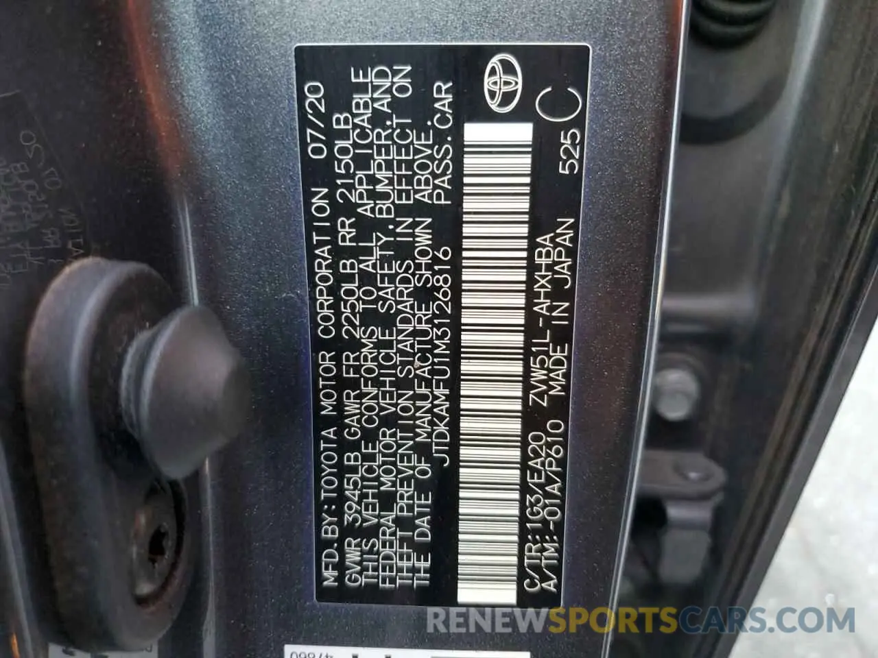 12 Photograph of a damaged car JTDKAMFU1M3126816 TOYOTA PRIUS 2021