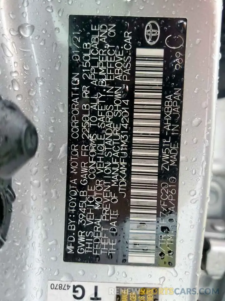 13 Photograph of a damaged car JTDKAMFU1M3142014 TOYOTA PRIUS 2021