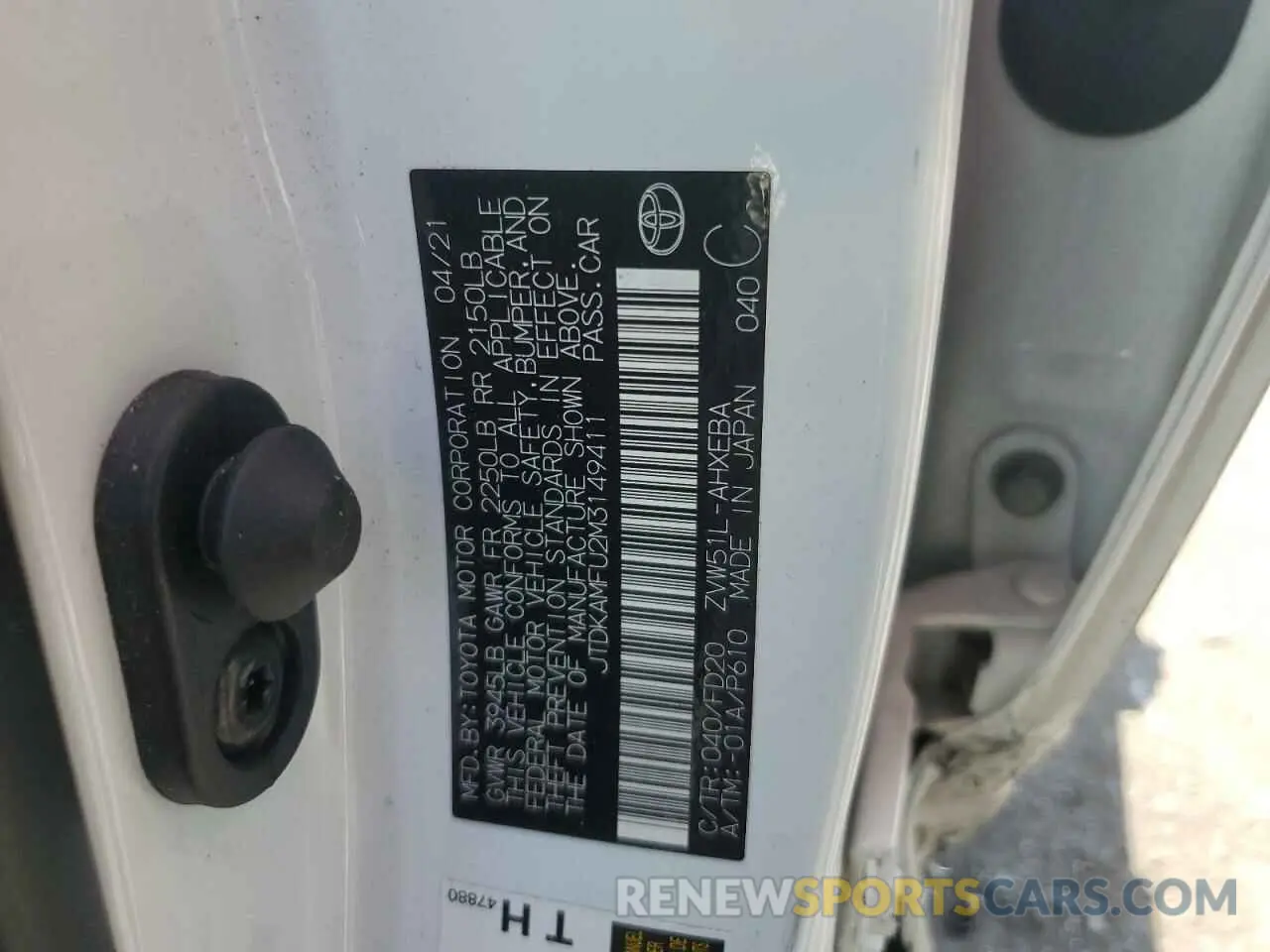 12 Photograph of a damaged car JTDKAMFU2M3149411 TOYOTA PRIUS 2021