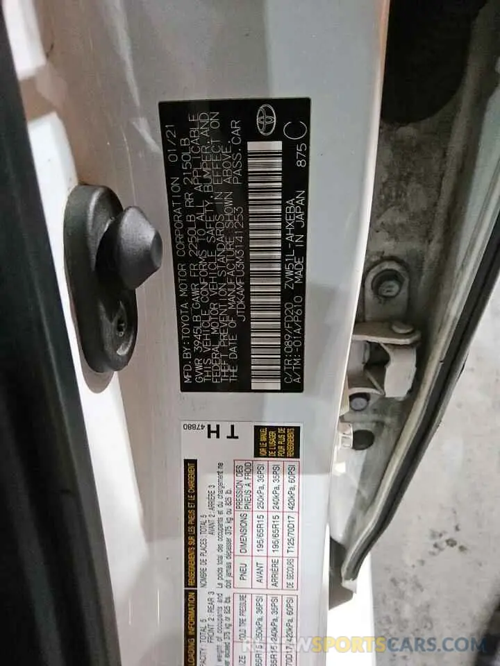 13 Photograph of a damaged car JTDKAMFU3M3141253 TOYOTA PRIUS 2021