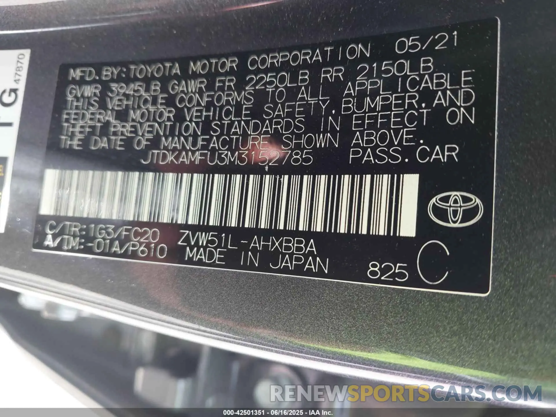 9 Photograph of a damaged car JTDKAMFU3M3152785 TOYOTA PRIUS 2021