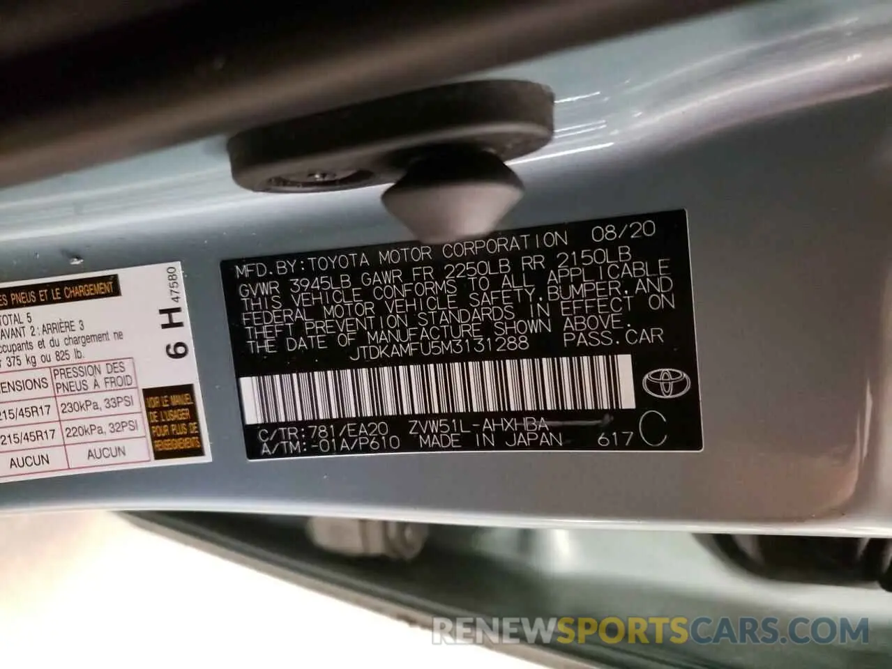 13 Photograph of a damaged car JTDKAMFU5M3131288 TOYOTA PRIUS 2021
