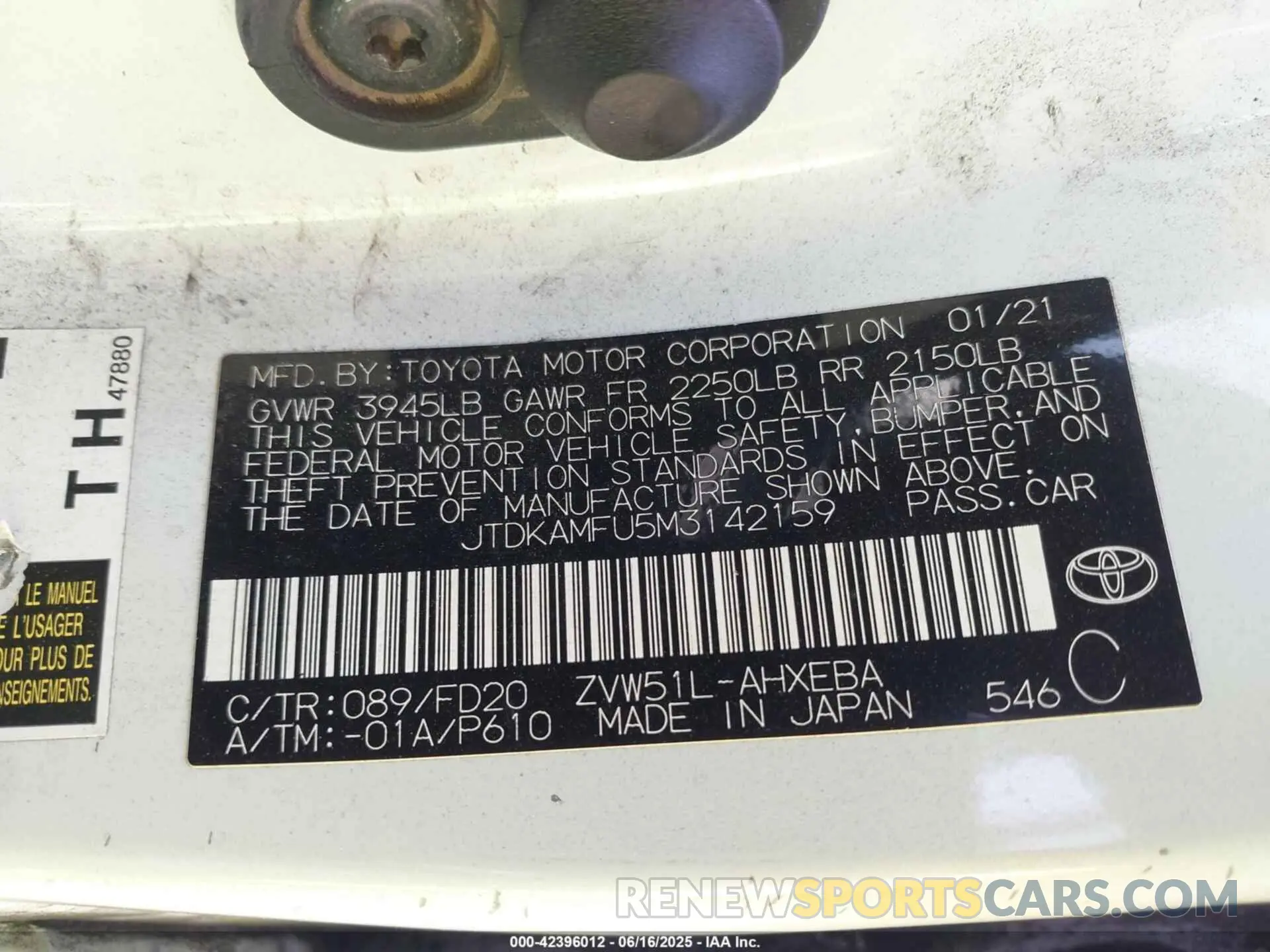 9 Photograph of a damaged car JTDKAMFU5M3142159 TOYOTA PRIUS 2021