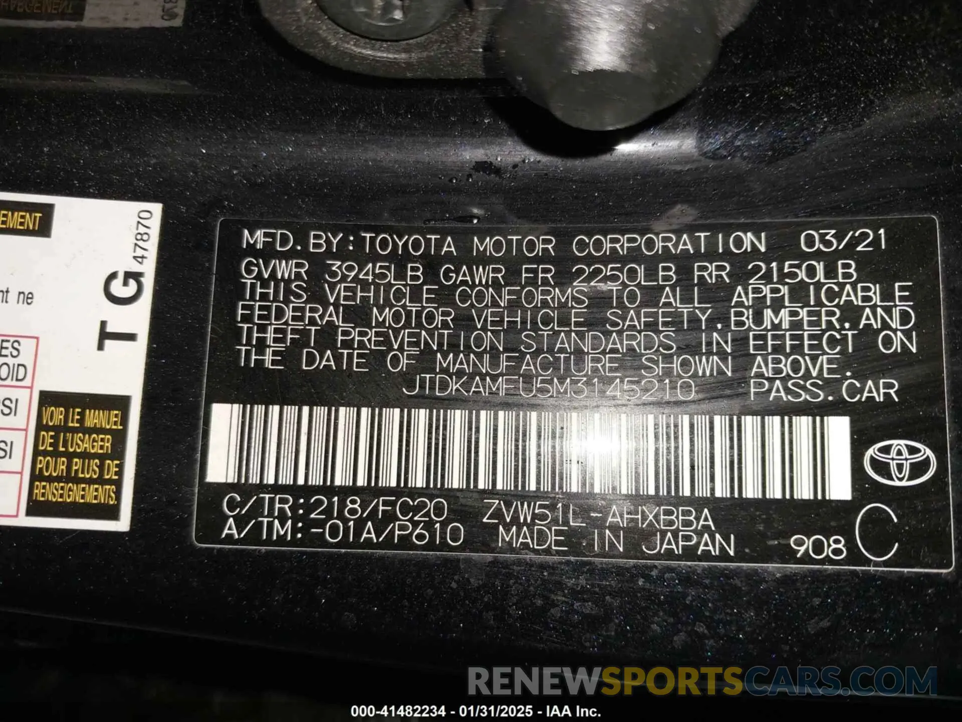 9 Photograph of a damaged car JTDKAMFU5M3145210 TOYOTA PRIUS 2021