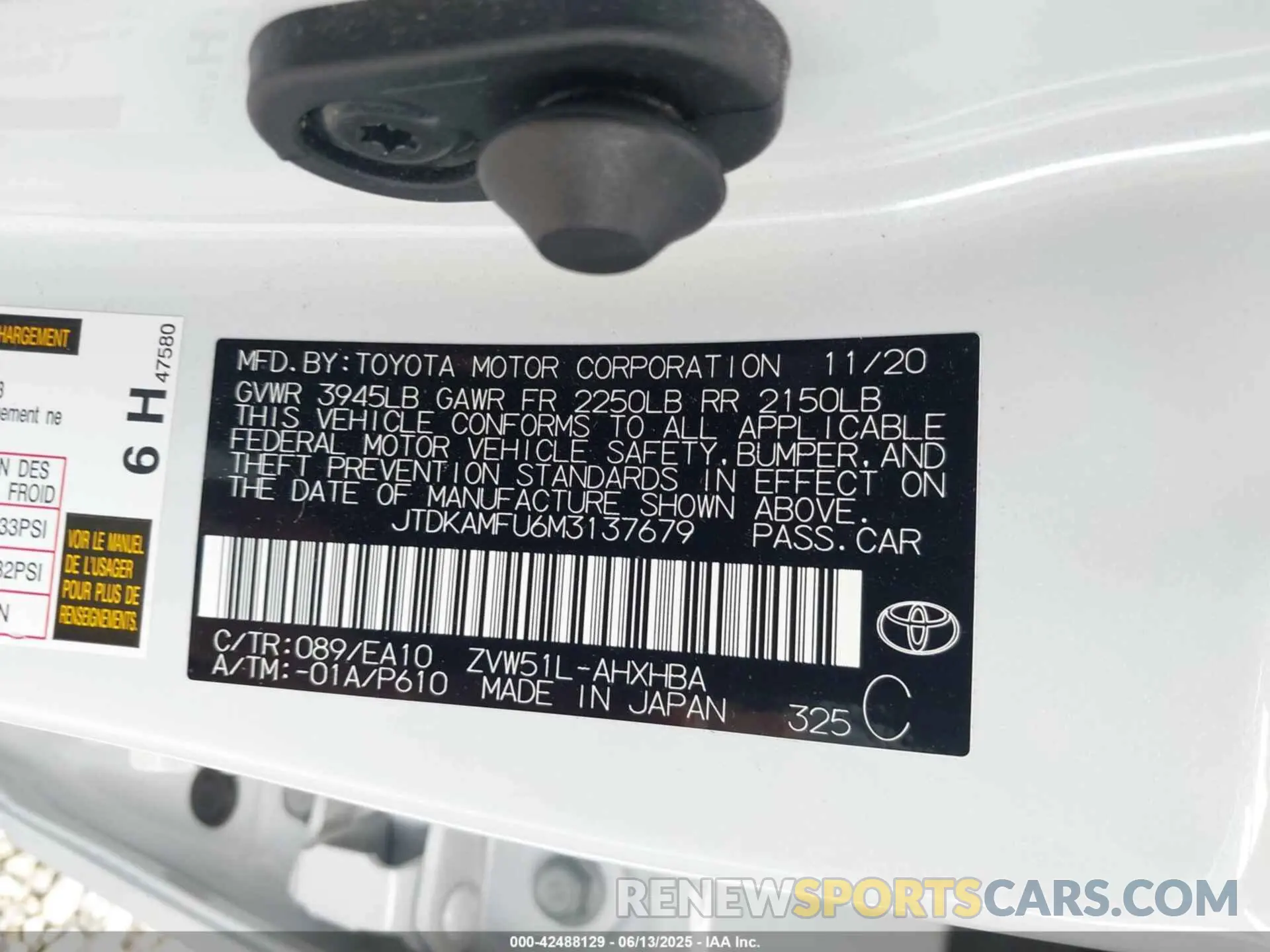 9 Photograph of a damaged car JTDKAMFU6M3137679 TOYOTA PRIUS 2021