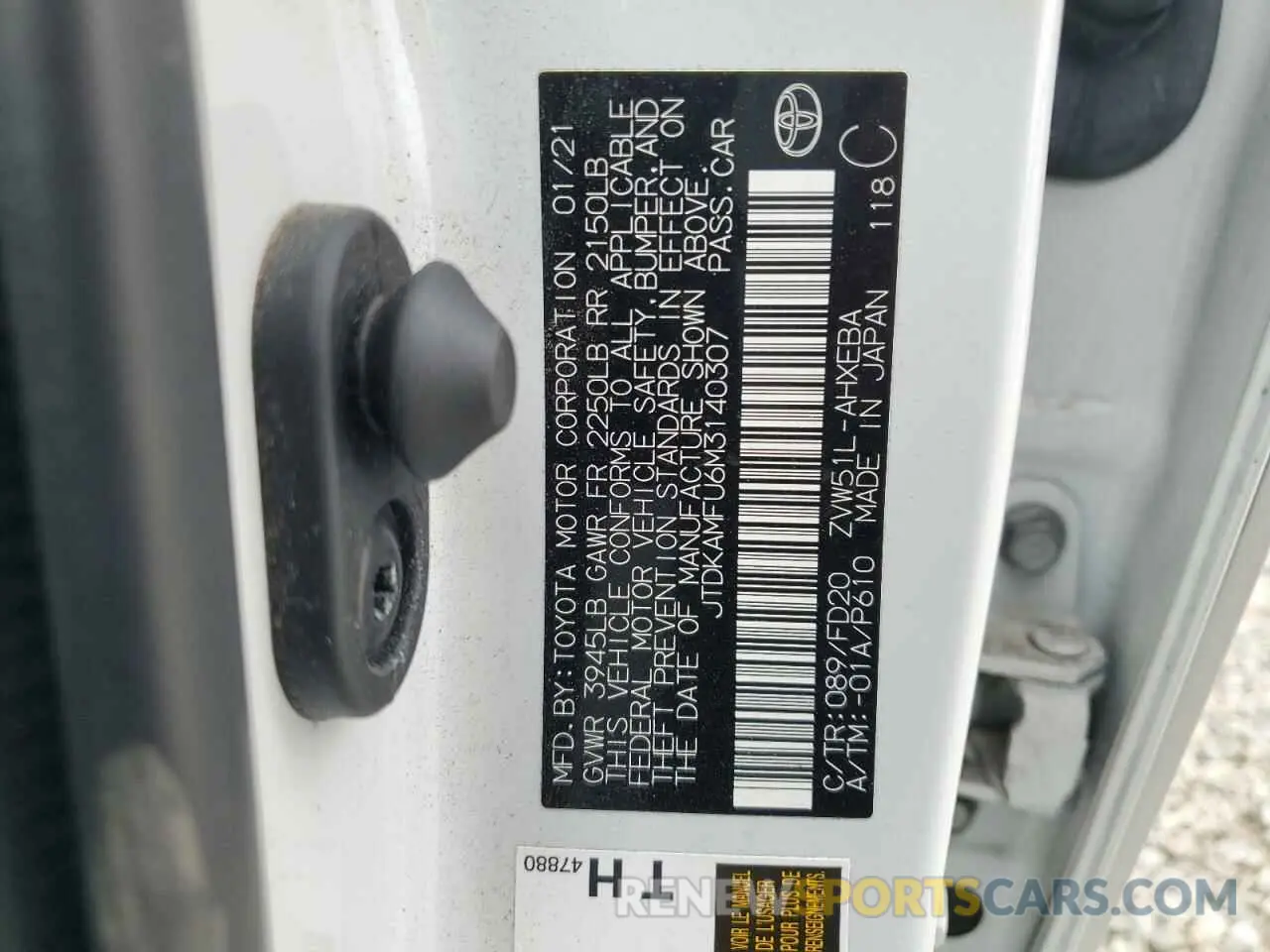 12 Photograph of a damaged car JTDKAMFU6M3140307 TOYOTA PRIUS 2021