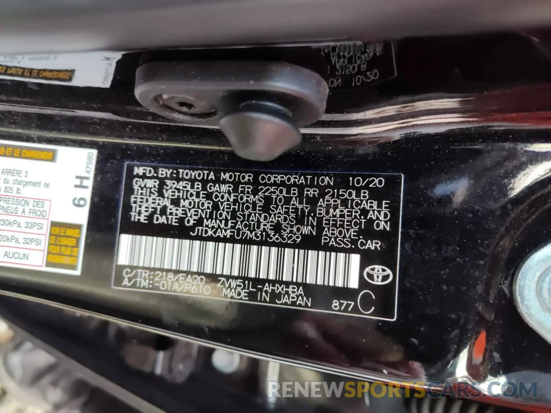 47 Photograph of a damaged car JTDKAMFU7M3136329 TOYOTA PRIUS 2021