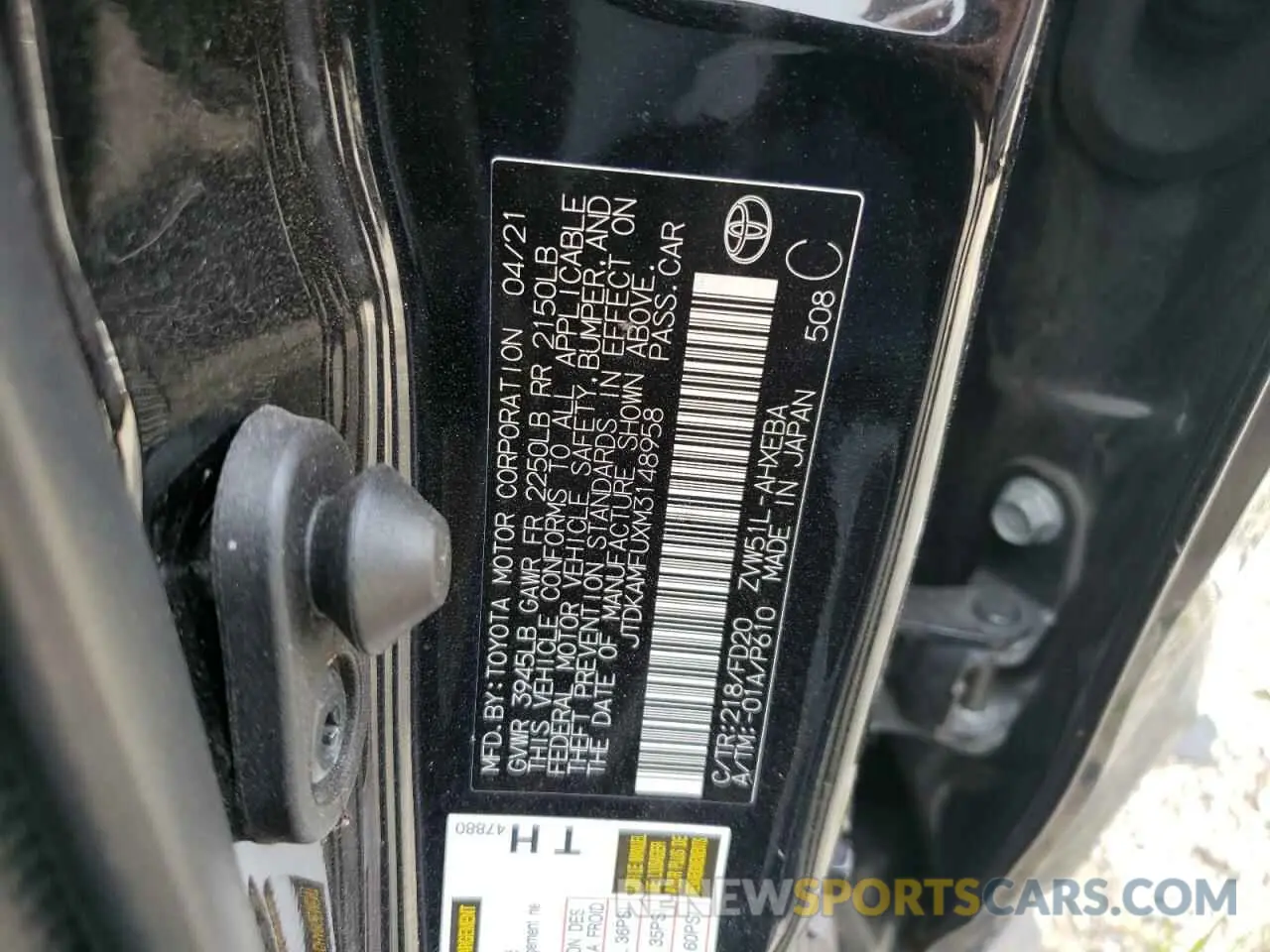 13 Photograph of a damaged car JTDKAMFUXM3148958 TOYOTA PRIUS 2021