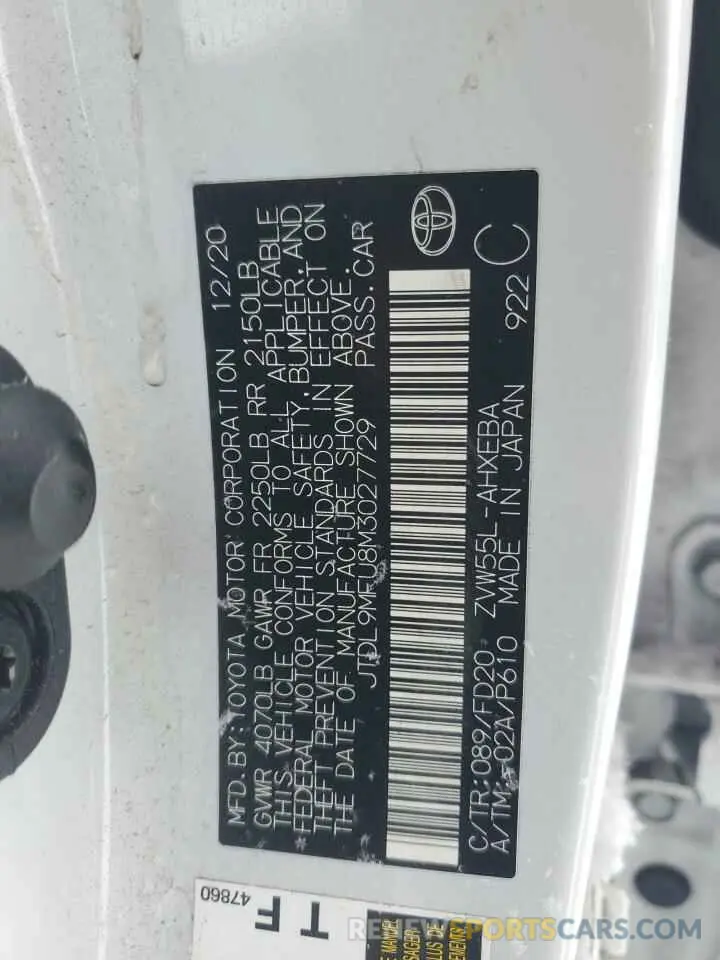 14 Photograph of a damaged car JTDL9MFU8M3027729 TOYOTA PRIUS 2021