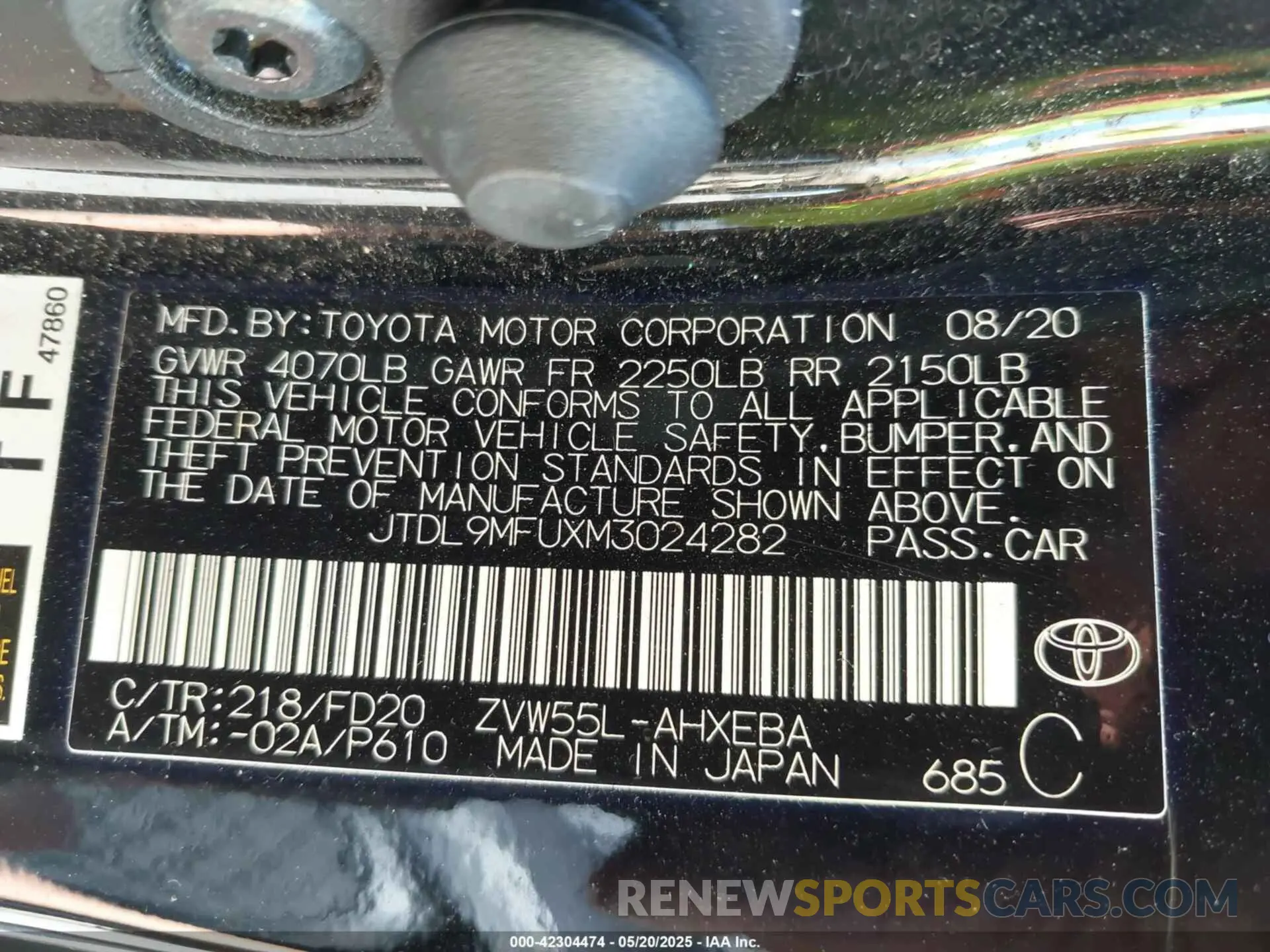 9 Photograph of a damaged car JTDL9MFUXM3024282 TOYOTA PRIUS 2021