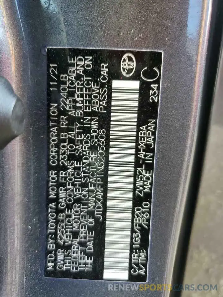 13 Photograph of a damaged car JTDKAMFP1N3205608 TOYOTA PRIUS 2022