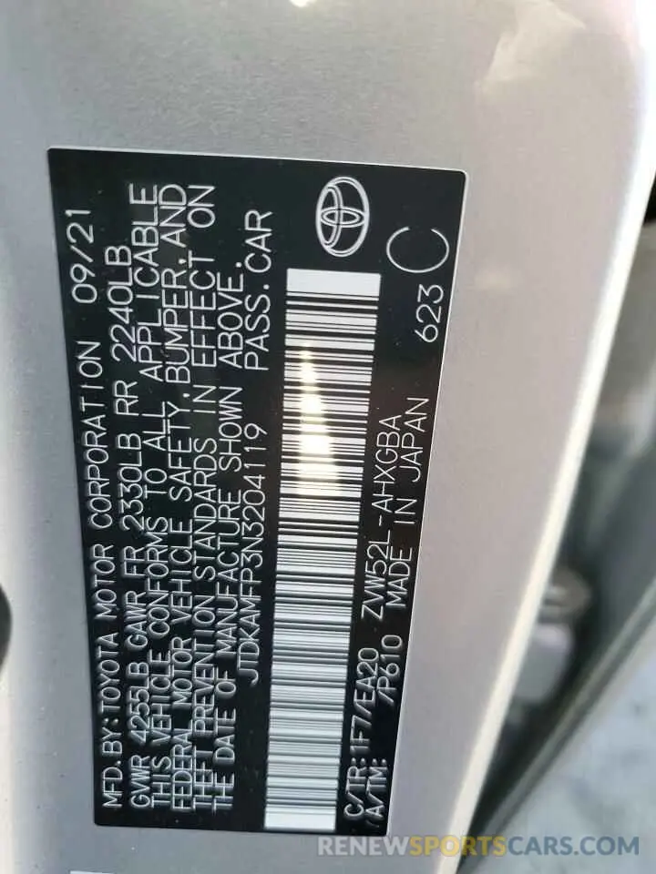 13 Photograph of a damaged car JTDKAMFP3N3204119 TOYOTA PRIUS 2022