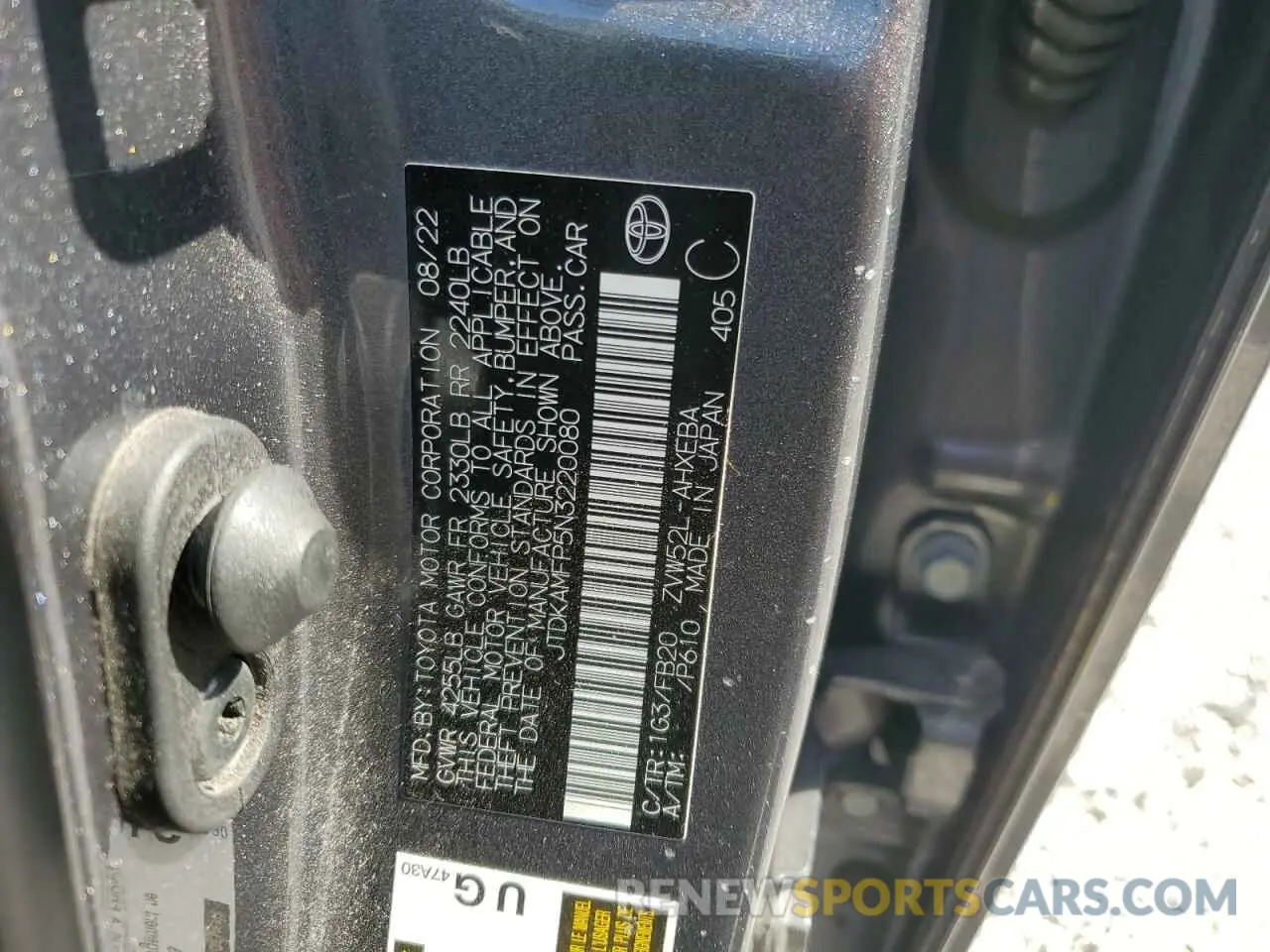 12 Photograph of a damaged car JTDKAMFP5N3220080 TOYOTA PRIUS 2022