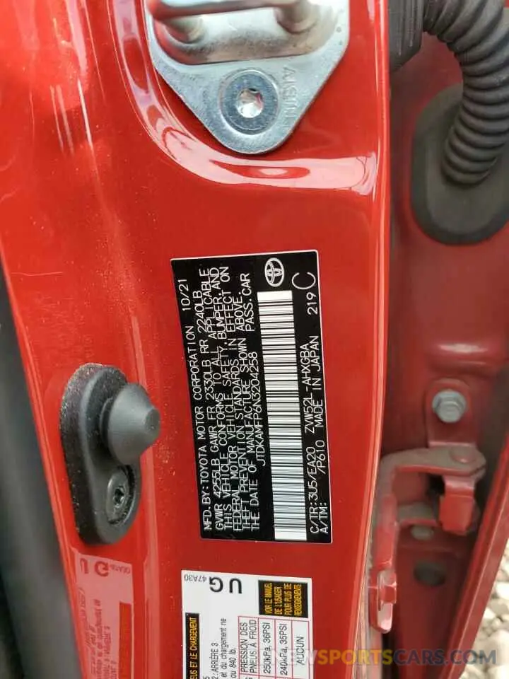 13 Photograph of a damaged car JTDKAMFP6N3204258 TOYOTA PRIUS 2022