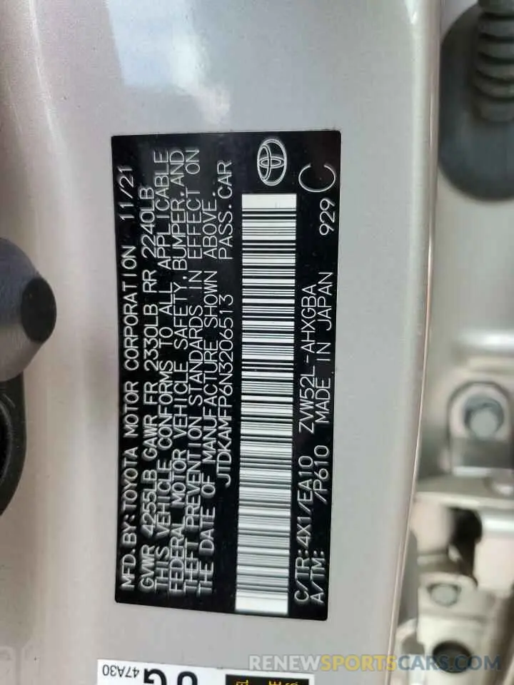 13 Photograph of a damaged car JTDKAMFP6N3206513 TOYOTA PRIUS 2022