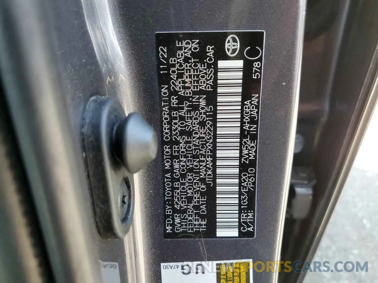 13 Photograph of a damaged car JTDKAMFPXN3229115 TOYOTA PRIUS 2022
