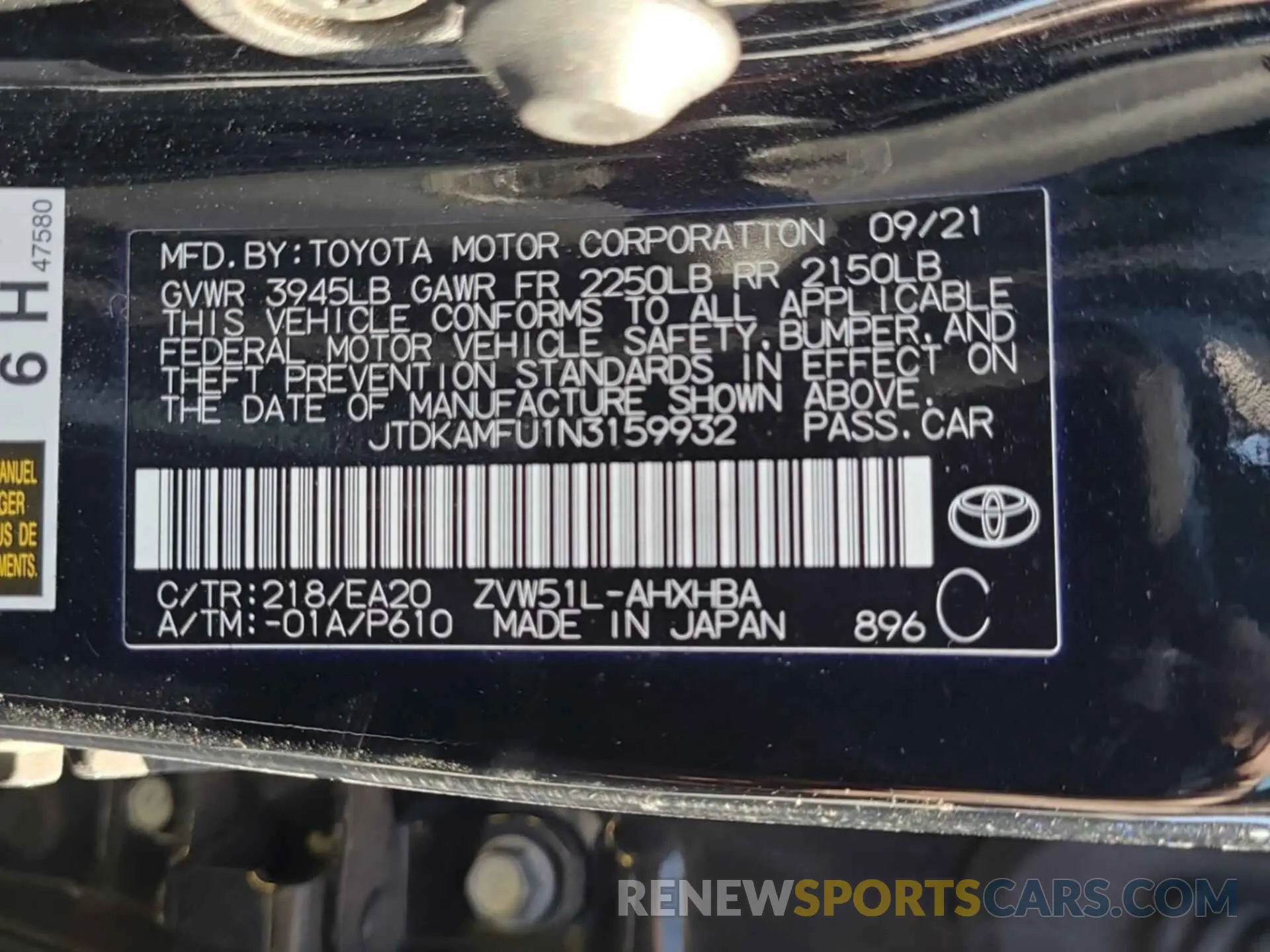 11 Photograph of a damaged car JTDKAMFU1N3159932 TOYOTA PRIUS 2022