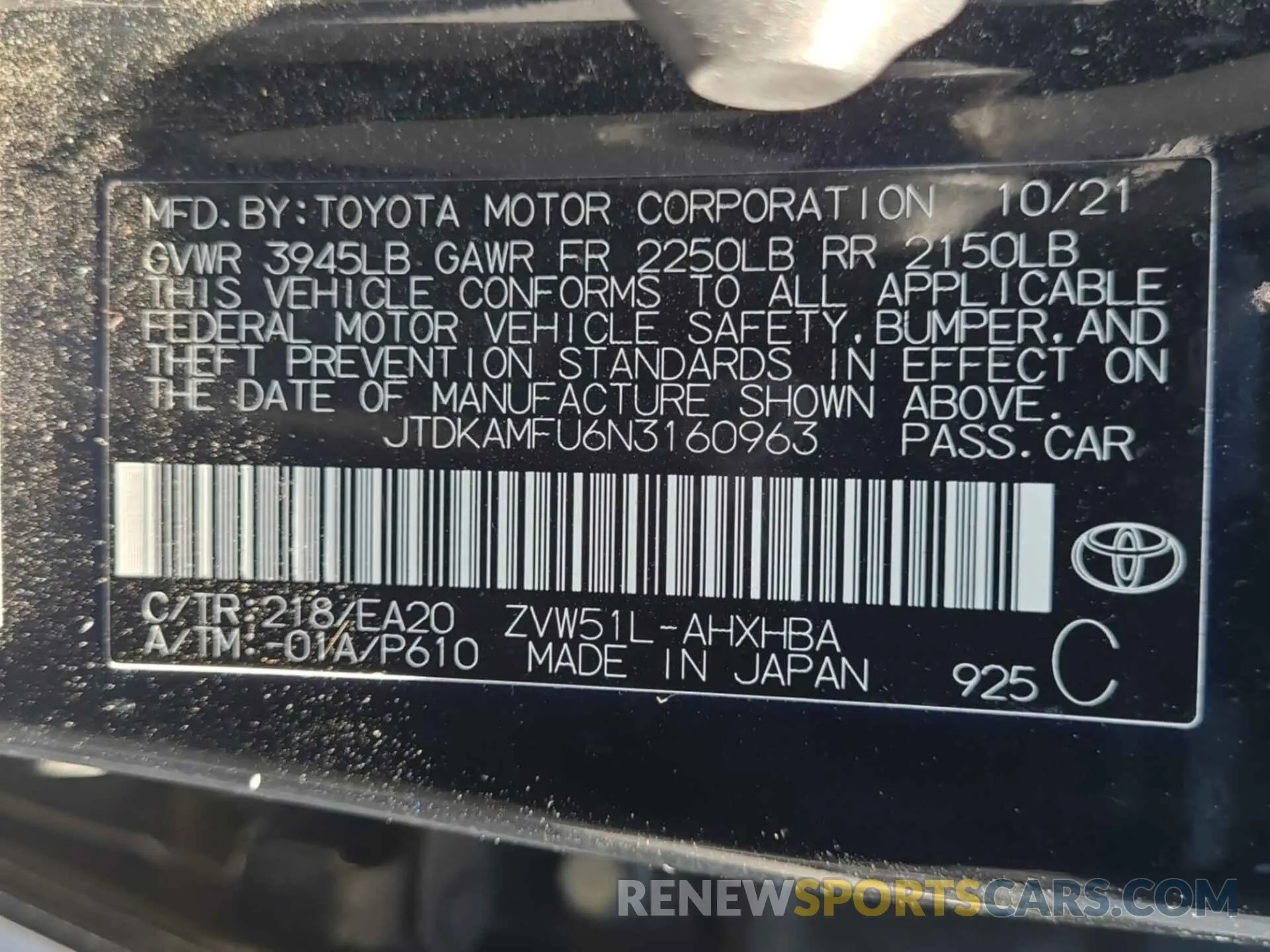 6 Photograph of a damaged car JTDKAMFU6N3160963 TOYOTA PRIUS 2022