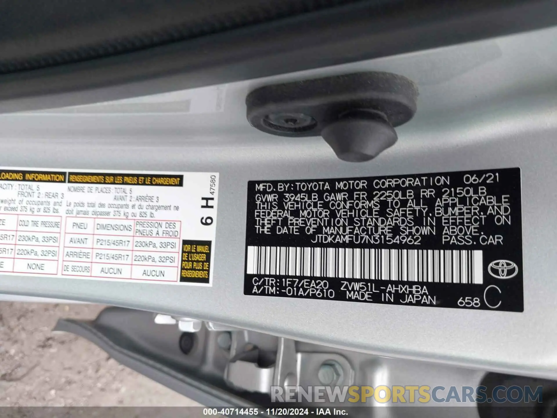 9 Photograph of a damaged car JTDKAMFU7N3154962 TOYOTA PRIUS 2022